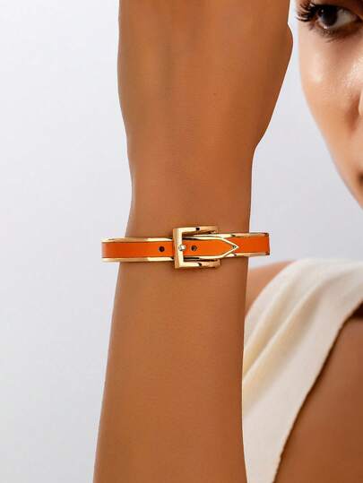 1pc Fashionable Exaggerated Leopard Print Punk Rock Nightclub Bracelet, Versatile Women Friendship Gift