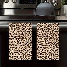 1pc/2pcs Leopard Print Towels Set, Soft & Absorbent Machine Washable Polyester Dishcloth, Perfect For Kitchen Decor, Cooking.Baking, Holiday Decor & Bathroomssentials, TableDecor, Kitchen Supplies, Home Decoration, New Home Bathroom Housewarming Gift, Kitchen Towels