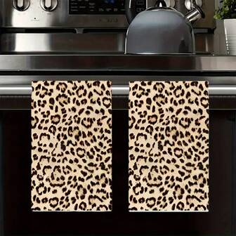 1pc/2pcs Leopard Print Towels Set, Soft & Absorbent Machine Washable Polyester Dishcloth, Perfect For Kitchen Decor, Cooking.Baking, Holiday Decor & Bathroomssentials, TableDecor, Kitchen Supplies, Home Decoration, New Home Bathroom Housewarming Gift, Kitchen Towels