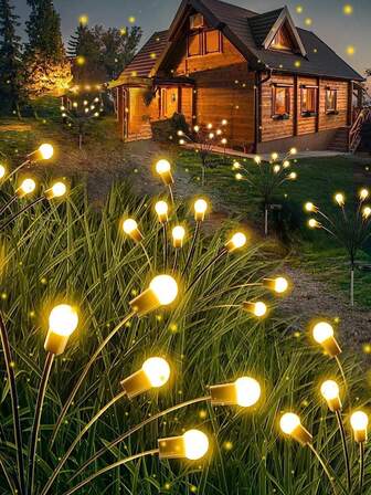 Solcellslampor utomhus vattentäta 1-pack, uppgraderade solcellslampor för trädgård, uteplats, trädgårdsdekor, solcellslampor för trädgårdsredskap, 10 lysdioder, Firefly-trädgårdslampor, soldrivna utomhuslampor för trädgård, uteplats, gräsmatta, svajande gångvägslampor, perfekta trädgårdsgåvor för kvinnor, juldekoration och högtidsdekoration
