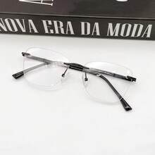 WOMEN'S EYEWEAR GLASSES FRAME CAT EYE GEOMETRIC RIMLESS  LENS LUXURY - SZ4073/PRETO/PRETO - 查看 2