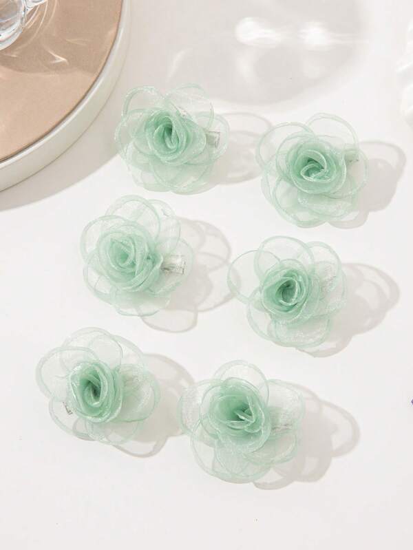 6 piezas Pinzas de pelo con flores de rosa lindas, aptas para uso diario y atuendos festivos