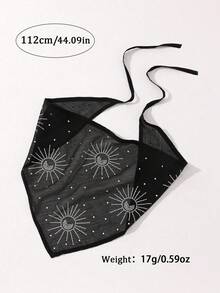 1 件水晶闪亮海滩、假日头带/头巾头巾头巾头巾秋冬发带发饰女士度假装女士 - 黑色 - 查看 4