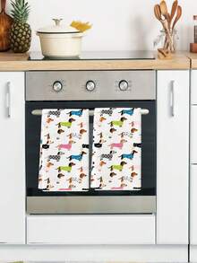 2 buah Handuk Dapur Desain Dachshund Super Lucu, Kain Lap Piring yang Menggemaskan, Handuk Tangan Dapur, Handuk Teh - MultiWarna - View 7