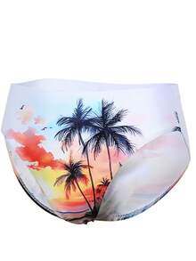 男士时尚休闲水墨日落印花泳裤 - 白色 - 查看 4