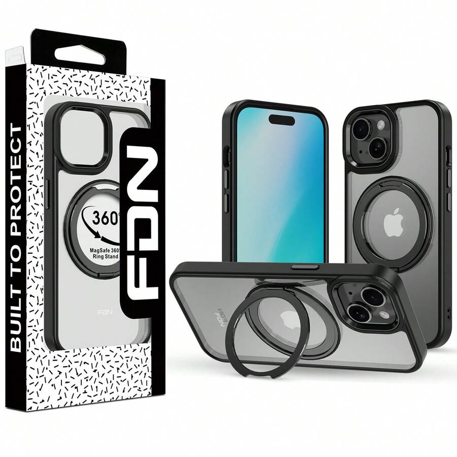 M MYBAT PRO RingRound 360° Kickstand Case W/ Magnetic For Apple I Phone 13/I Phone 16e/ 14/ 16/ 15/ 16 Plus/ 16 Pro/ 16 Pro Max, Compatible With MagSafe - Black - màu đen - Xem 1