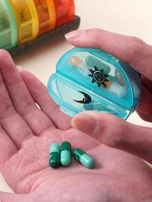 1 Set de 7 días de caja portátil circular para pastillas (7 cajas de medicina separadas + 1 caja de almacenamiento), contenedor de almacenamiento de medicina de viaje multicolor con compartimentos para organizar la medicación de mañana/noche, 14 cajas de clasificación de medicina negra, caja de medicina portátil con compartimentos de plástico - Multicolor - Ver 9