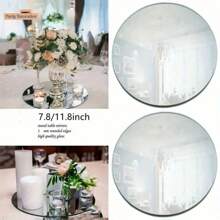 5 buc, Tavă cu oglindă pentru nuntă, Tablă rotundă pentru lumânări cu oglindă de 8 inch, Folosită pentru decorațiuni de nuntă în centrul mesei, Tavă de decorare cu oglindă pentru petrecere de baby shower, Lumânări de masă pentru nuntă, Plăci de petrecere, Decorațiuni de Crăciun, Tavă pentru magazin de bijuterii Decor de perete Decor cameră Autocolante oglindă Perete Oglindă Oglindă pentru perete Decor cameră Decor casă Decor baie Decor living