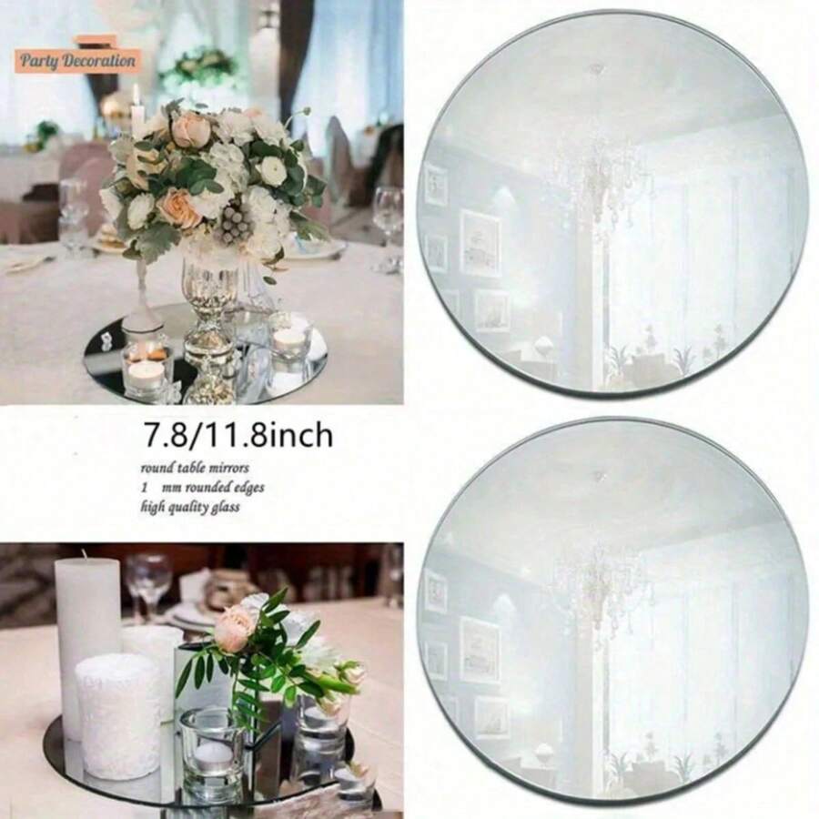 5 buc, Tavă cu oglindă pentru nuntă, Tablă rotundă pentru lumânări cu oglindă de 8 inch, Folosită pentru decorațiuni de nuntă în centrul mesei, Tavă de decorare cu oglindă pentru petrecere de baby shower, Lumânări de masă pentru nuntă, Plăci de petrecere, Decorațiuni de Crăciun, Tavă pentru magazin de bijuterii Decor de perete Decor cameră Autocolante oglindă Perete Oglindă Oglindă pentru perete Decor cameră Decor casă Decor baie Decor living