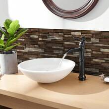 12/24/48 件深棕色 3D 设计即撕即贴瓷砖防溅板，大理石图案乙烯基瓷砖贴纸，厨房和浴室乙烯基地板自粘瓷砖 - 彩色 - 查看 8