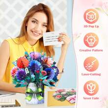 1pc 13-Inch Paper Flower Bouquet Greeting Card With Blank Note Card And Envelope, Ideal Gift For Celebrating Love, Birthday, Anniversary, Special Occasions, Valentine's Day,Back To School,School Supplies