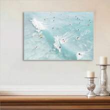 Framed Bittiler Clear Turquoise Beaches Surfing Posters Summer Beach Multiplayer Vacation Wall Art Beautiful Waves Seascape Prints Painting For Home Bedroom Dorm Wall Decor - Framed - View 3