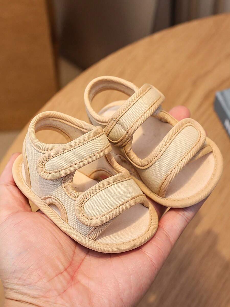 1 Pair Men's Beach Shoes Cloth Shoes Dual Adhesive Design Flat Casual Sandals, Suitable For Summer - Apricot - View 1