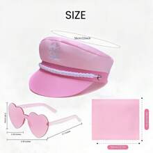 3er Set Yacht Urlaubs-Thema: Rosa Matrosenmütze mit Schal; Süße Herzbrille; Modische Marine Kappe Basis Set, Urlaubsspaß Cosplay Party Requisiten & Accessoires für Frauen Halloween