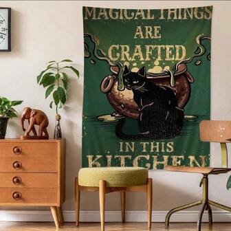 1 pieza/Juego de 3 pósteres artísticos opcionales con marco, tapiz colgante de animales, gatos estilo artesanal, papel kraft, anime, tarot, hippie para decoración del hogar y dormitorio