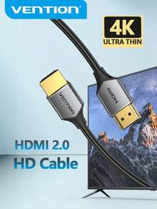 VENTION 4K HDMI Cable,HDMI 2.0 Ultra Thin Cord Aluminum Alloy 18Gbps High Speed , Support 4K@60Hz 2160P 1080P 3D ARC Compatible With UHD TV Monitor Computer Blu-Ray And More - Grey - View 1