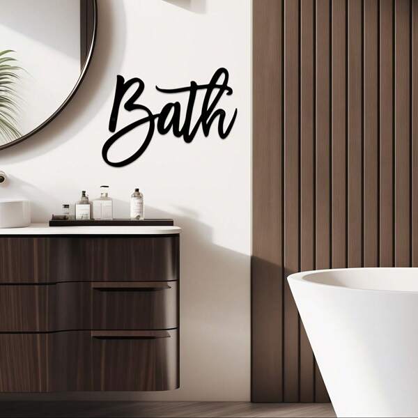 1 pieza Cartel de señal para puerta de baño - Decoración de pared con letras de metal para baño, aseo o inodoro - Cartel colgante de metal estilo vintage para el hogar u oficina
