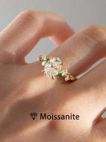 1pc High Quality Women's Solitaire Ring, Elegant Egg-Shaped 925 Sterling Silver Ring With 2ct Oval Moissanite, Boho-Style Vacation Jewelry, Wedding/Bridal Gift, Comes With Moissanite Certificate And Deluxe Gift Box