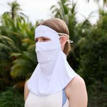 Máscara facial de estilo bohemio de unicolor, protege con precisión el rostro y el cuello, material ligero y transpirable que evita la pegajosidad, adecuada para deportes al aire libre, vacaciones en la playa y talla grande escenarios, afronta fácilmente el verano caluroso, ¡salidas despreocupadas y con estilo!