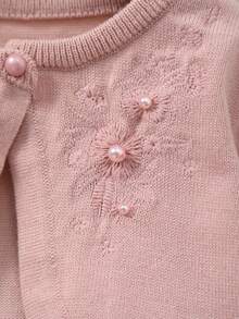 Girls' Fashion Casual Short Button Embroidered Knit Cardigan Jacket, Size Runs Large, Suggest Ordering One Size Down - Dusty Pink - View 3