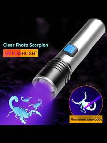 UV Flashlight Powerful 395nm USB Charge Zoomable Torch Waterproof For Outdoor Camping Emergency Ultraviolet Urine Detector Light UV LED Flashlight - As Shown In the Figure - View 2