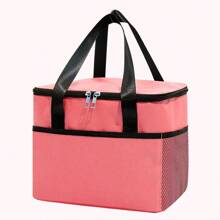 1pc Oxford Cloth Foldable Insulated Large Lunch Bag Leak Proof Soft Refrigerated Portable Handbag, Suitable For Camping/Barbecue/Family Outdoor Activities