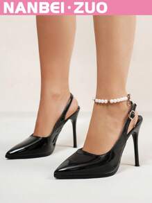 NANBEI ZUO NANBEI ZUO Women's Plus Size Spring/Summer Glossy Pointed Toe Ankle Strap Stilettos, Fashion Minimalist Elegant High Heels For Commute, Interview, Office, Party, Wedding, Birthday Gift, Date, Vacation, Lightweight & Breathable