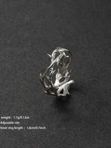 1pc Adjustable Branch Shaped Ring, Fashionable And Stylish Designer Couple Rings, Vintage Criss-Cross Tree Branch Design Open Finger Ring, Gifts For Men And Women - Silver - View 4