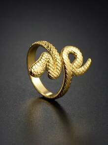 1pc Exaggerated Snake-Shaped Stainless Steel Adjustable Open Ring For Women