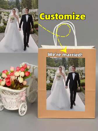 Customized Kraft Paper Packaging Bags, Upload Your Own Image/Text/Logo, Kraft Paper Tote Bags, Kraft Paper Storage Bags, Tote Bags, Household Packaging Bags, Party Supplies Packaging Bags, Wedding Supplies Packaging Bags, Suitable For Shopping, Home, Gifts, And More Scenarios, And Minimalist