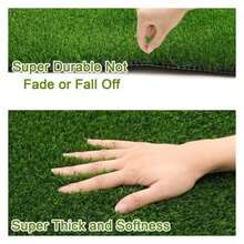 Césped artificial de 0,91 m * 4,88 m, felpudo profesional para mascotas, césped artificial grande para exteriores, terraza y jardín de mascotas, césped artificial con orificios de drenaje, altura del césped 2 cm, color verde claro - 1 m * 5 m - Multicolor - Ver 6