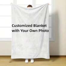 Customized Photo Blanket, Modern Style, Machine Washable Flannel, Hypoallergenic, Four-Season Quilted Knitted Craftsmanship, Digital Printing, Versatile Personalized Pet/Friend Memory Gift, 100% Polyester, 200-250g - Ideal For Home, Travel, Office Napping, Sofa And Bedding Use - Multicolor - View 13