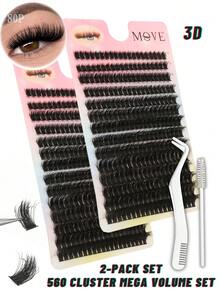 DIY 3D Lash Clusters 80D And 60D Double Lash Box Each | D Curl Fluffy Volume Eyelash Extensions | 8-16mm Mixed Length | Reusable Natural To Glam Look For Beginners | Perfect For Daily Wear, Wedding Season, Mother's Day, Pride Month, Holiday & Christmas Makeup - D - 查看 9