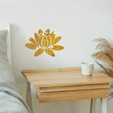 1 Set, 3D Acrylic Mirror Lotus Flower Wall Stickers, Self-Adhesive Removable, Suitable For Home Living Room, Dining Room, Bedroom, Office, Hallway, Bathroom Background Mural - No Power Or Battery Required, High Definition Reflective Finish, Easy To Install And Remove, Wall-Mounted Bathroom Mirror, 13.7 X 9.8 Inches, Silver/Gold/Black Wall Decor Room Decor Personalised Stickers