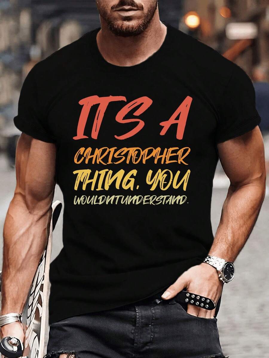 This Is A Christopher-Style Men's Crew Neck Top, Simple And Versatile, Fashionable And Casual, Skin-Friendly And Breathable. A New Classic  Short-Sleeve Sports T-Shirt For Daily Commuting In Spring And Summer. - Black - View 1