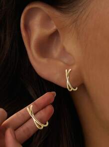 1 pièce Boucle d'oreille à tige en forme de croix en argent sterling 925, boucle d'oreille de déclaration hypoallergénique pour femme