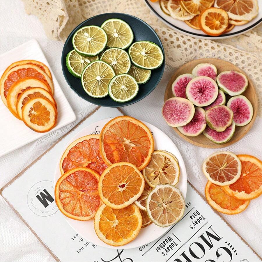 Un conjunto de 100 rebanadas de limón seco natural, rebanadas de lima, rebanadas de limón verde y rebanadas de limón amarillo, limón perfumado, cidra, rebanadas de naranja seca, decoración aromática fresca para velas perfumadas, elaboración de jabones, elaboración de velas, manualidades DIY, regalos, accesorios para velas de Navidad, decoración natural seca hecha a mano