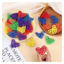 48Pcs Colorful Wicker Rattan Round Heart Shaped Rattan Rainbow Vase Bowl Fillers Aromatherapy Decorative For Table CenterpiecesParty Decoration Home Wedding Decor - Multicolor - View 6