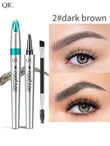 QIC Waterproof Microblading Eyebrow Pen - 4 Split Head, Natural Look Brow Makeup In 4 Colors For All Skin Types - White Tube Multicolor - View 10