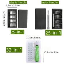 25 件精密螺丝刀套装，适用于智能手机和平板电脑的多功能维修工具套件，塑料材质，带各种头型，无需电池 - 必备电子拆卸工具 - 彩色 - 查看 9