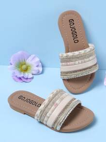 1 Pair Kids' Open Toe Sandals, Casual Minimalist Fashion, Boys & Girls Flat Beach Slippers Suitable For Indoor/Outdoor, Daily Wear & Travel