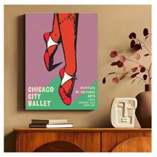 1pc Frameless Chicago Ballet Dancer Vintage Painting Printing Wall Arts Abstract Ballet Posters Suitable For Living Room, Bedroom, Dormitory, Study, Coffee Shop, Dance Studio Wall Decoration, Home Decoration ,Wall Art With Frame