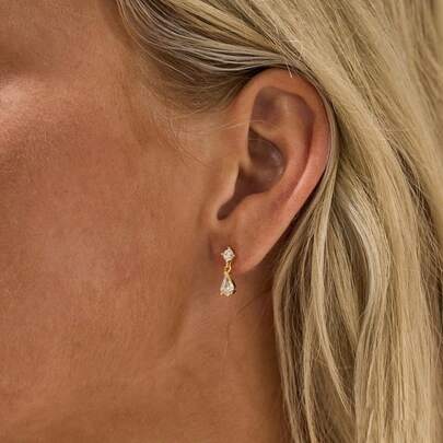 Waterdrop Cubic Zirconia Stud Earrings For Women, Vintage Elegant Minimalist Style Earrings For Commute