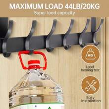 1 Pc Over-The-Door Hook Rack, 6 Hooks, 20kg Capacity, Over The Door Hanger For Coats, Towels, Bags, Clothes In Bathroom, Bedroom, Kitchen