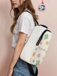 1pc Customizable Cute Sheep Pattern Argyle Backpack, Can Be Customized According To Your Unique Design, Suitable For Children And Teenagers, Print Your Own Name Or Your Sister And Classmate's Name As A Gift
