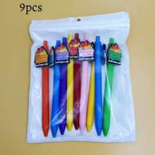 9 Flame Series Ballpoint Pens, Featuring A Variety Of Pen Body Colors, Are Highly Creative, Three-Dimensional And Cute. Cute Stationery, Perfect For Office Work And Study, Can Also Be Given As A Back-To-School Gift