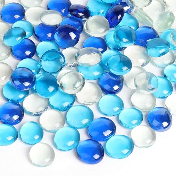 Glass Gemstone Beads Vase Fillers (100g200g/400g )Flat Marble Beads Multiple Color Choices Aquarium Decor Rocks Floral Stones Decorative Mosaic Gem Pebbles