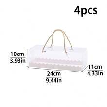 2pcs/4pcs Rectangular Transparent PET Cake Roll Packaging Boxes, Square Handle Swiss Roll Cake Boxes, Baking Pastry Takeaway Containers - Multicolor - View 18