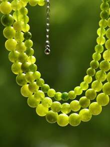 Summer Handmade Beaded Necklace, Natural Olive Stone Choker, 6mm/8mm/10mm/12mm Beads, Suitable For Daily Wear