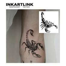 INKARTLINK 临时纹身 - 蝎子图案，逼真仿纹身贴纸，半永久防水防汗纹身贴纸，持续 1-2 周，无釉自然饰面，男女适用 - 黑色 - 查看 3